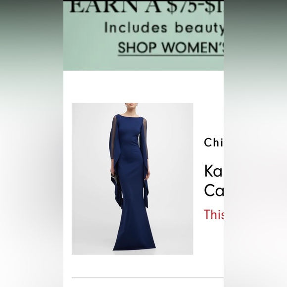 Chiara Boni La Petite Robe Kacey Illusion-Sleeve Cape Gown - Picture 2 of 3